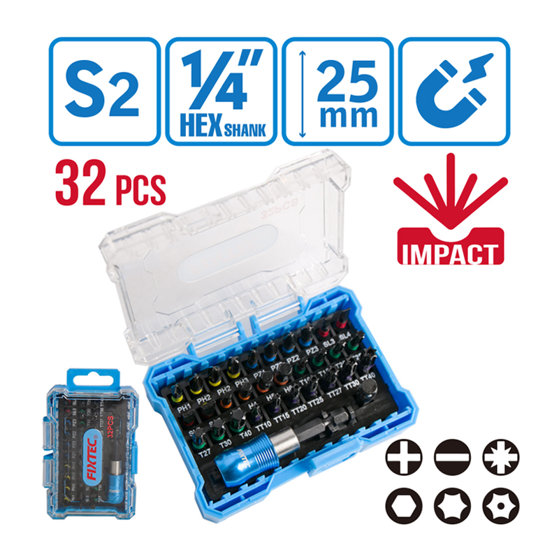 Fixtec Manufacturer Hand Tool 24PCS Professional Cr-V Ratchet Screwdriver Set