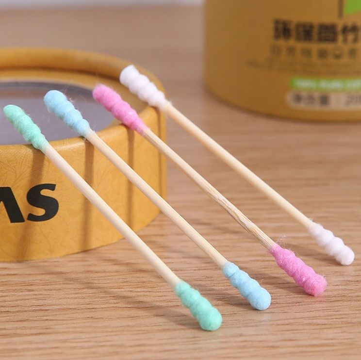 Bamboo Cotton Buds 100% Cotton Double Ear Swabs Sustainable & Eco Friendly Plastic Free Environmentally Clean Packaging