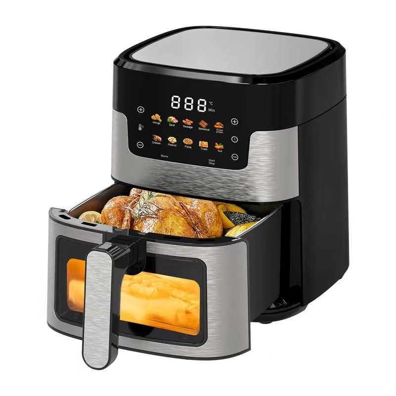 5L Stainless Steel Oil Free Air Fryer Digital Control with Visible Window