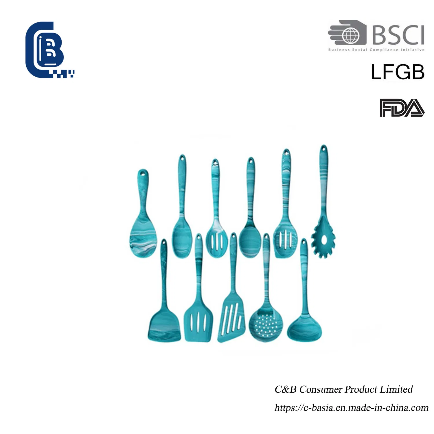 Набор кухонных силиконовых лопаток, 10 предметов