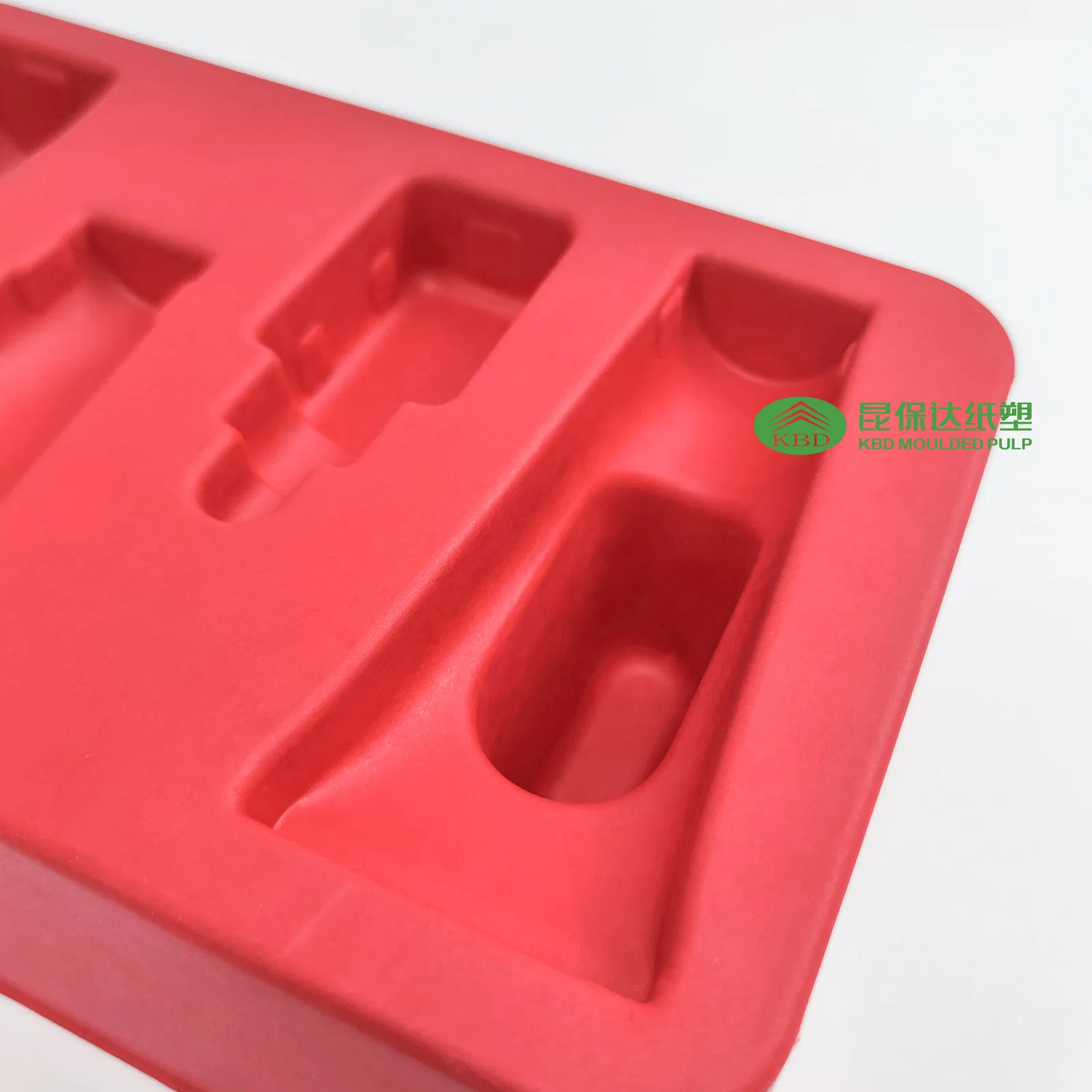 Kbd-Wet Pressed Red Tray for Beauty Products Featuring Sustainable Design