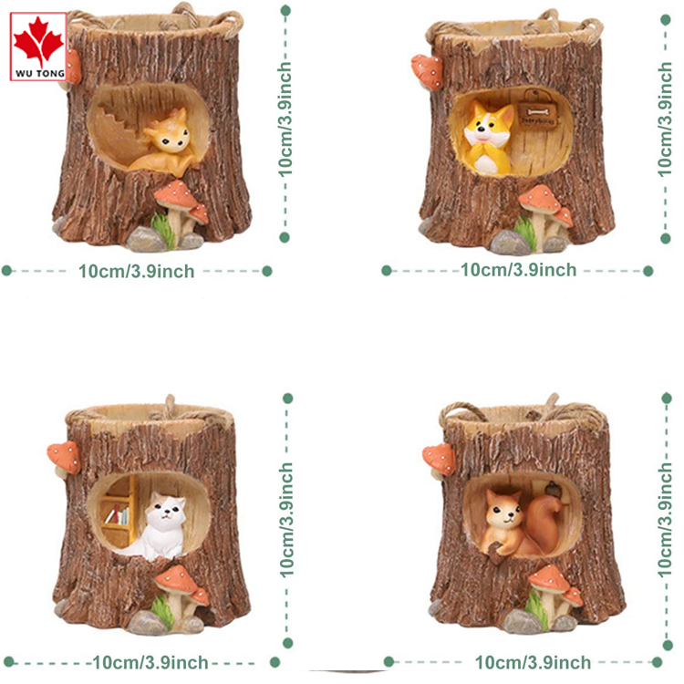 Подвесной кашпо-пенёк с белкой для цветов