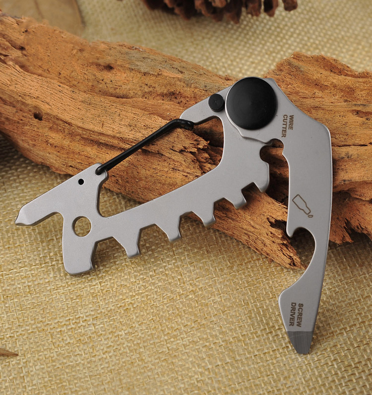 Custom Logo Emergency Mini Pocket Carabiner Keychain Spoke Scale Bottle Opener Keyhole Screwdriver Card Multitool