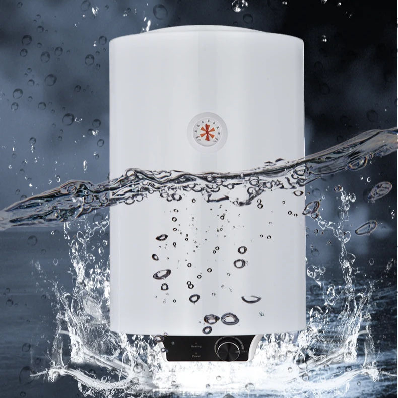 Europe White Steel Shell Rapid Fast Heating Thermometer Hot Water Cylinder Tank Boiler Electric Storage Water Heater