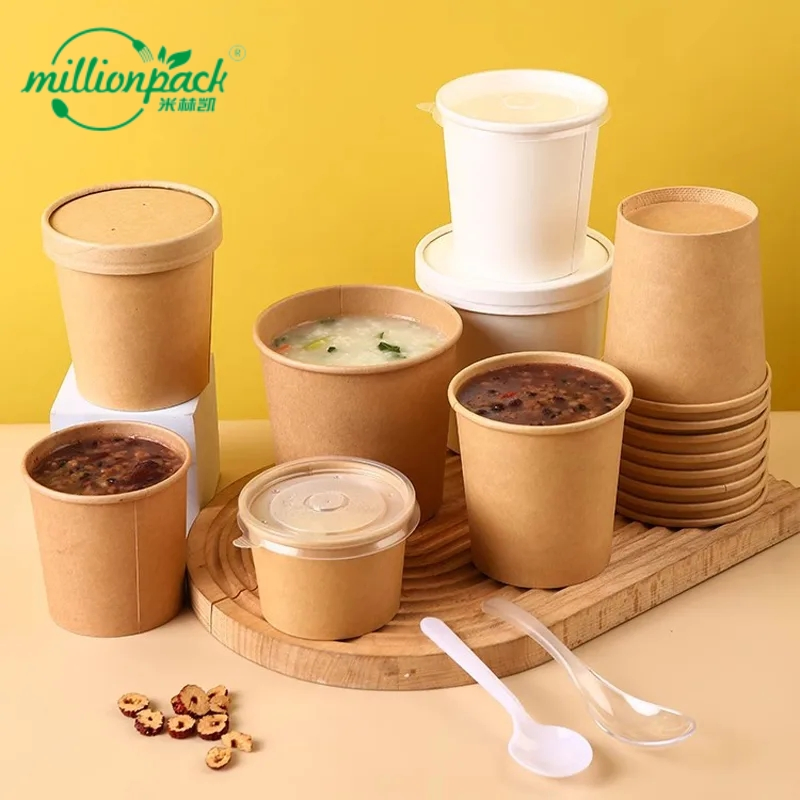 Custom Printed Paper Soup Bowl with Logo for Food Service