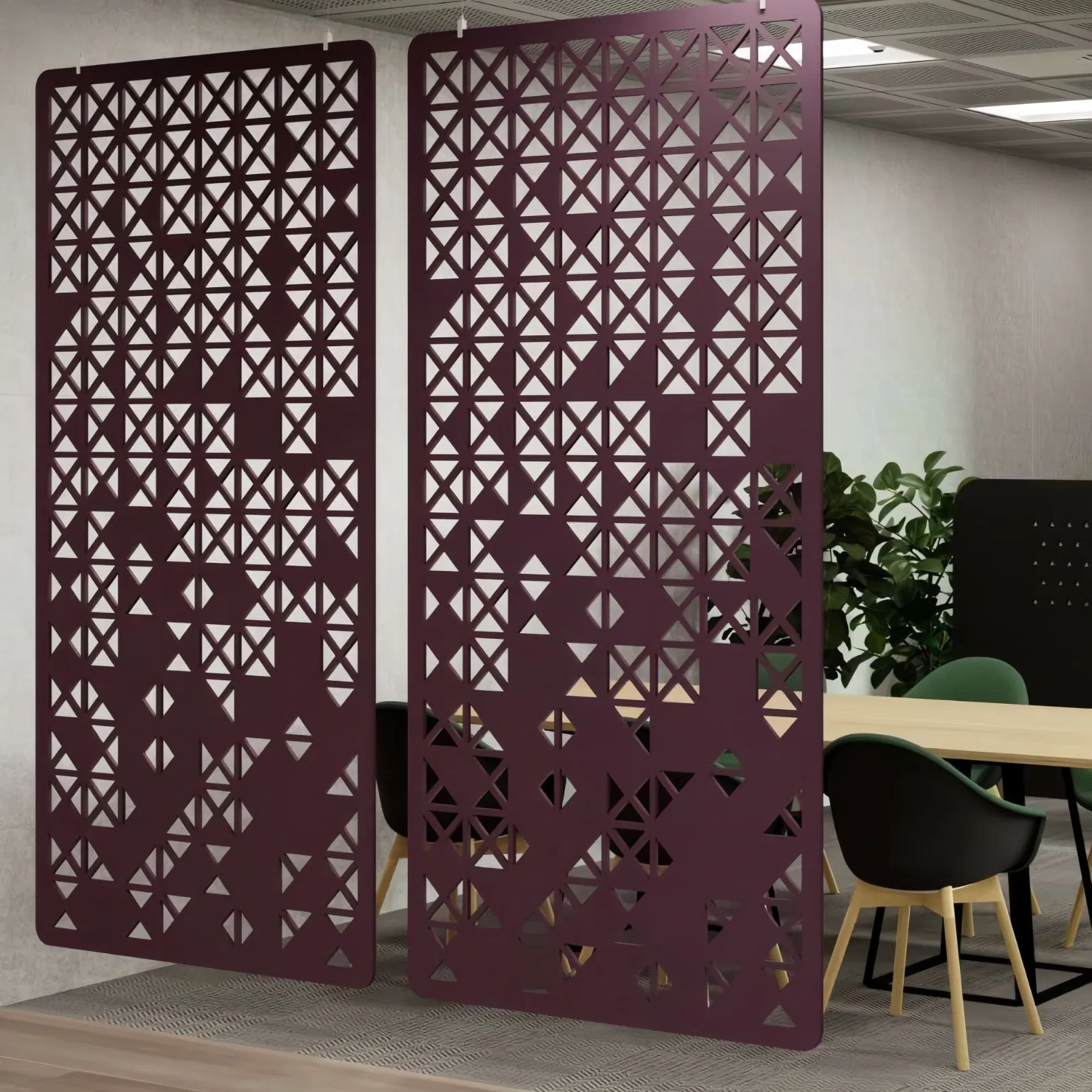 Industrial Chic Pet Felt Raw Edge Hanging Acoustic Baffle Panels and Dividers for Loft Apartments and Creative Studios