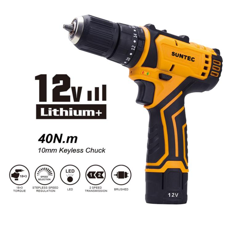 Аккумуляторная дрель-шуруповерт Suntec 12V с ударной функцией