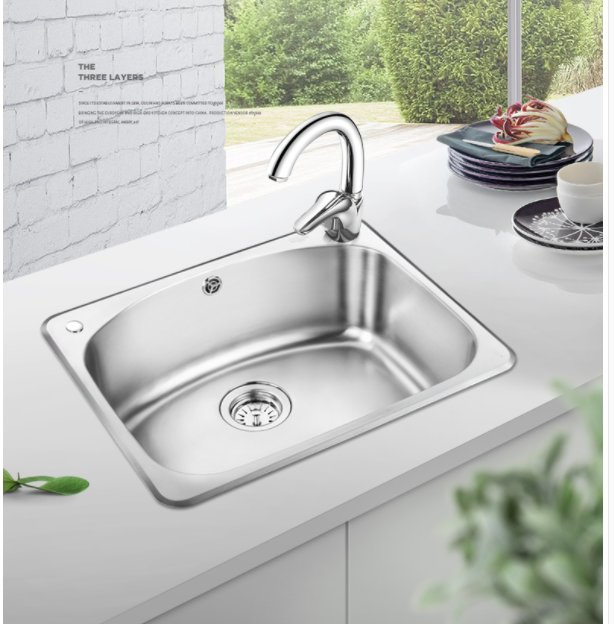 High Quality Single Bowl 201 Stainless Steel Kitchen Sink with Drain Board