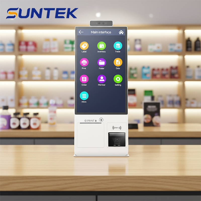 15.6 Inch Food Order Machine Suntek Self Order Kiosk in Restaurant Full HD LCD Screen Kfc Self Service Checkout Kiosk
