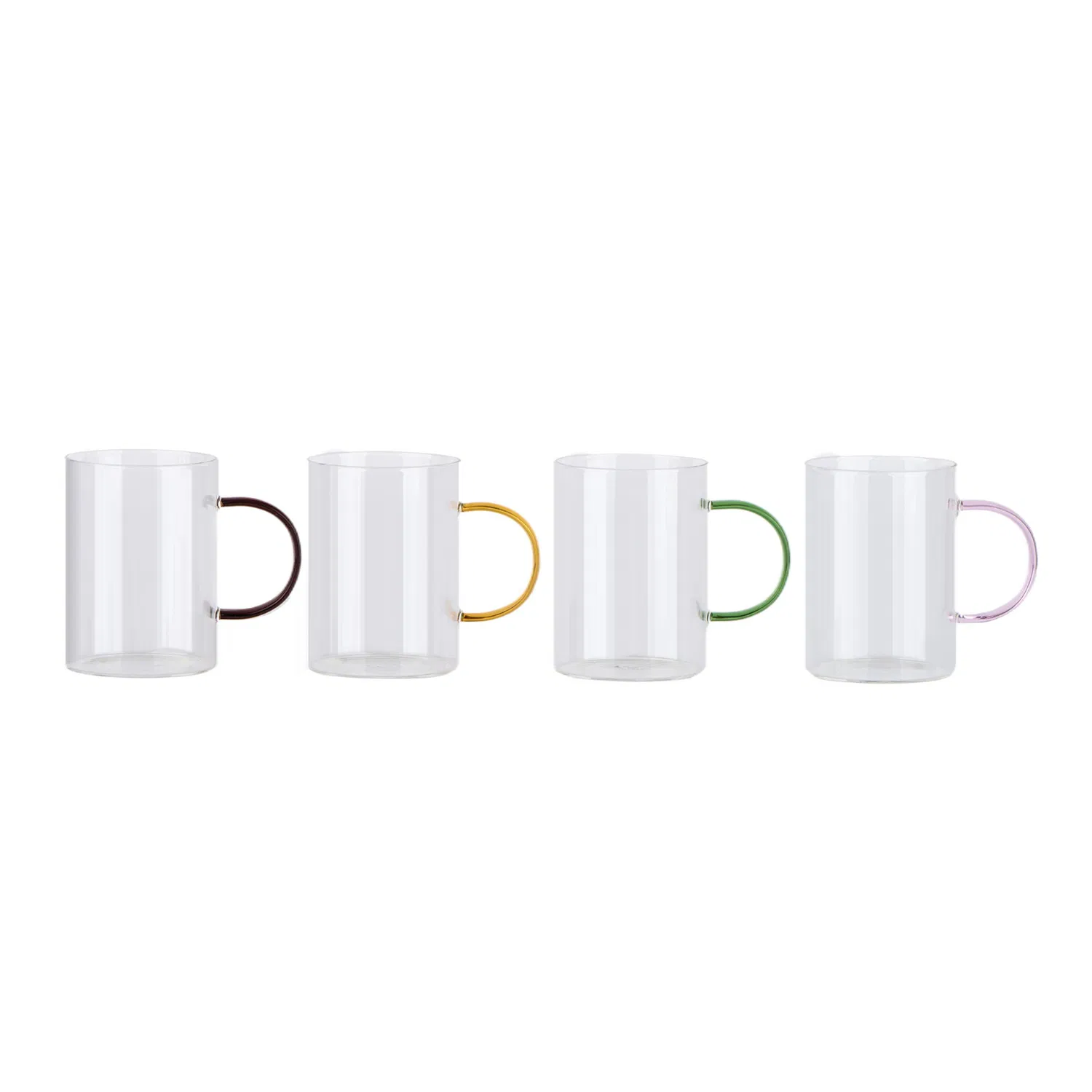 450ml Round Borosilicate Glass Cup with Colored Handle for Drinking