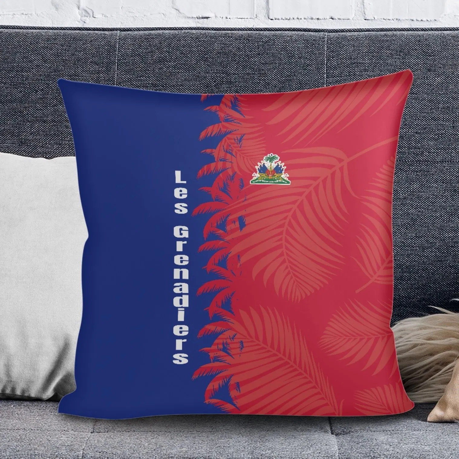 Essential Items for 2026 World Cup Fans Haiti National Team Palm Leaf Printed Throw Pillow