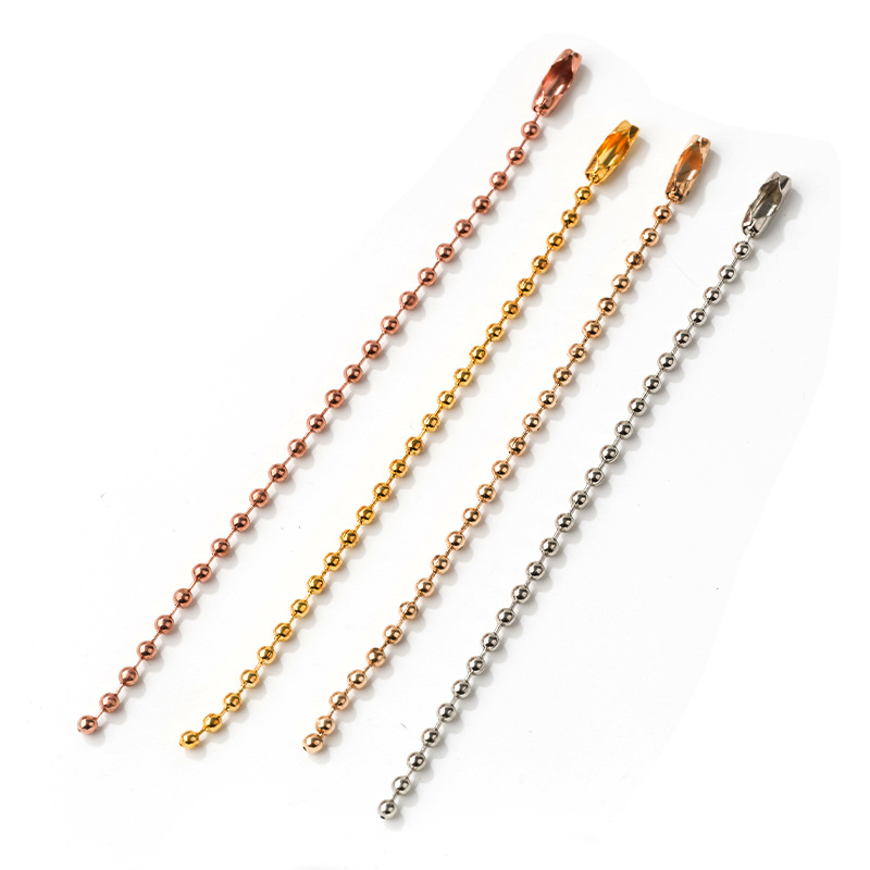 Fashion DIY Stainless Steel Ball Beads Chain Dog Tag Necklace Wholesale