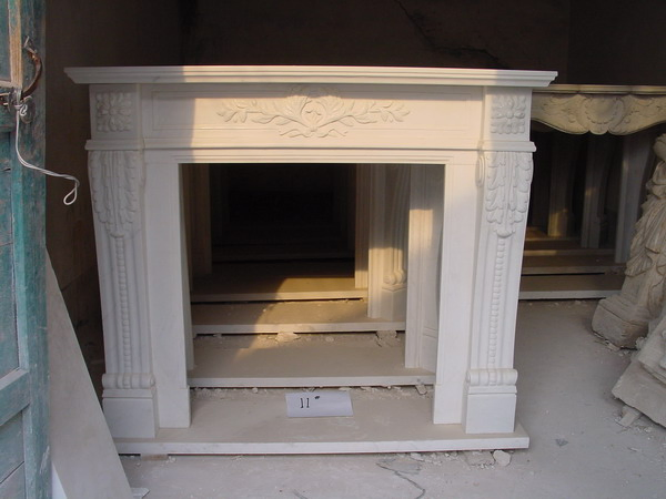White/Beige/Black Color Stone Sculpture Marble Mantel Fireplace