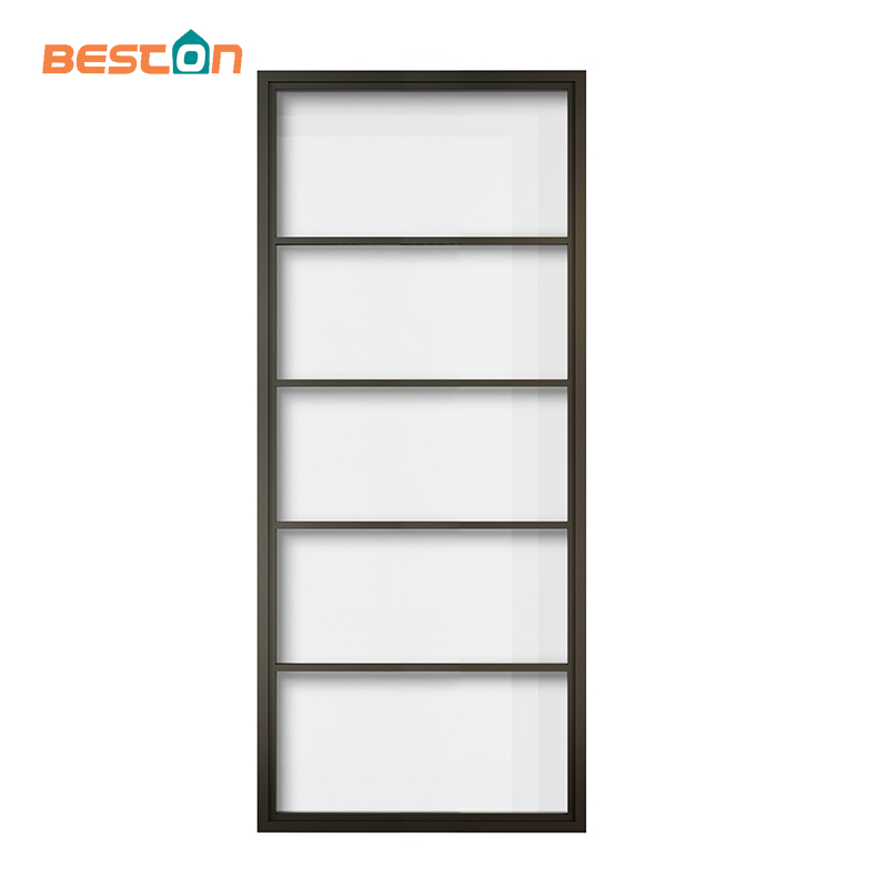 Morden Steel Framed Clear Glass Sliding Barn Door with Hardware