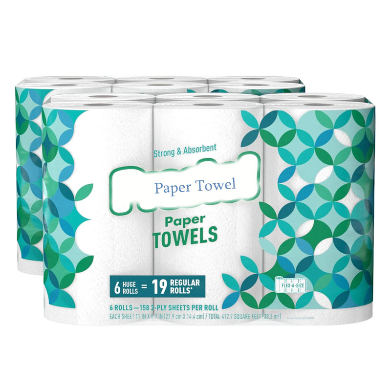 Eco-Friendly High Water Absorption OEM Customized Virgin Wood Pulp 2 Ply Kitchen Roll Paper Towel