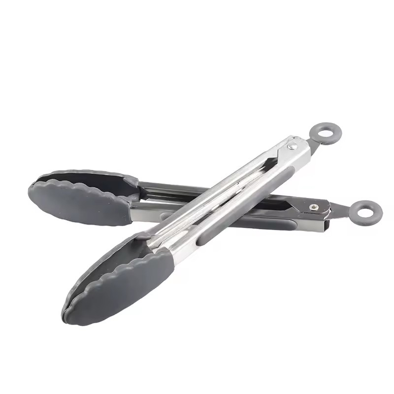 High Quality Food Grade Silicone+Stainless Steel Kitchen Tongs Customized