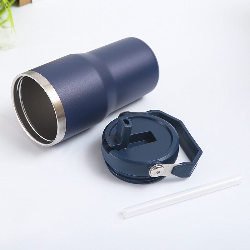 20oz 30oz Plastic Spray Ice Straw Mugs Portable Double-Layer Vacuum Stainless Steel Car Cup Thermal Insulation Bottle Thermos