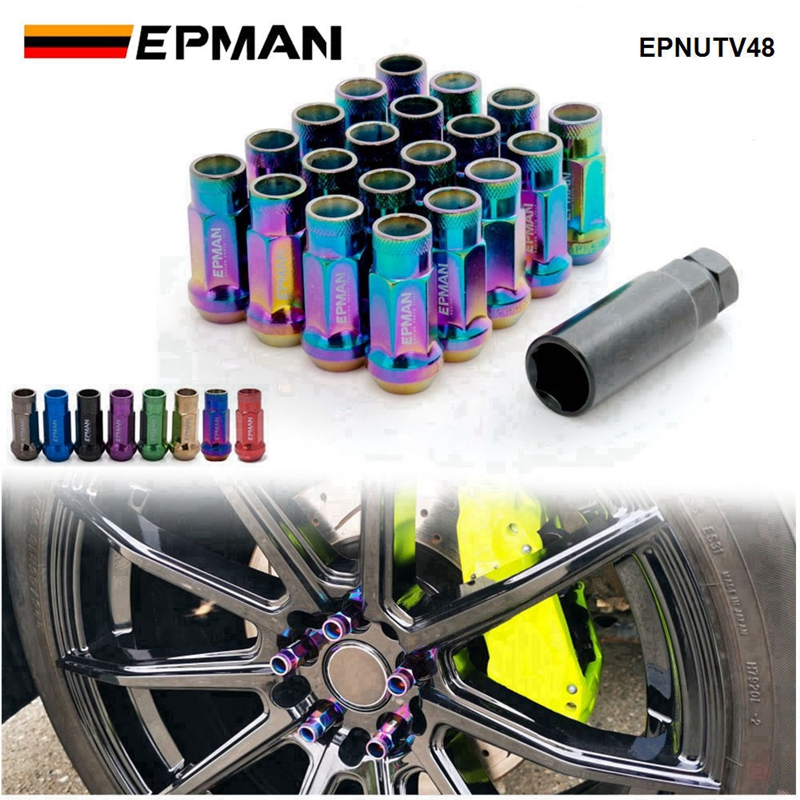 Epman JDM V48 M12x1.5 / M12x1.25 Extended Rim Tuner Lug Nut Tapered Acorn