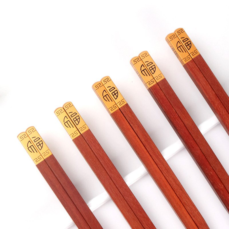 Premium Unpainted Wooden Chopsticks Featuring Stylish Gold Detailing