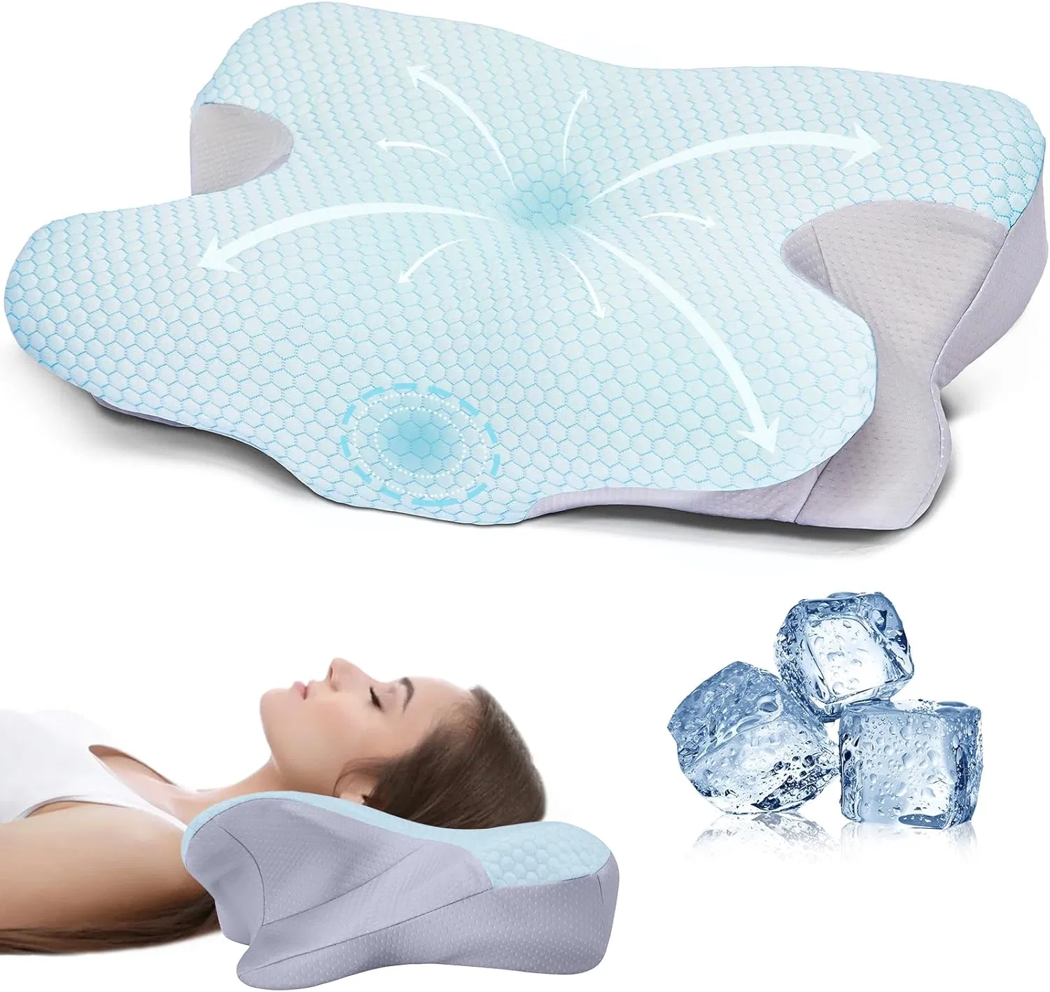 Custom Cervical Contour Ergonomic Memory Foam Bed Pillow for Sleep