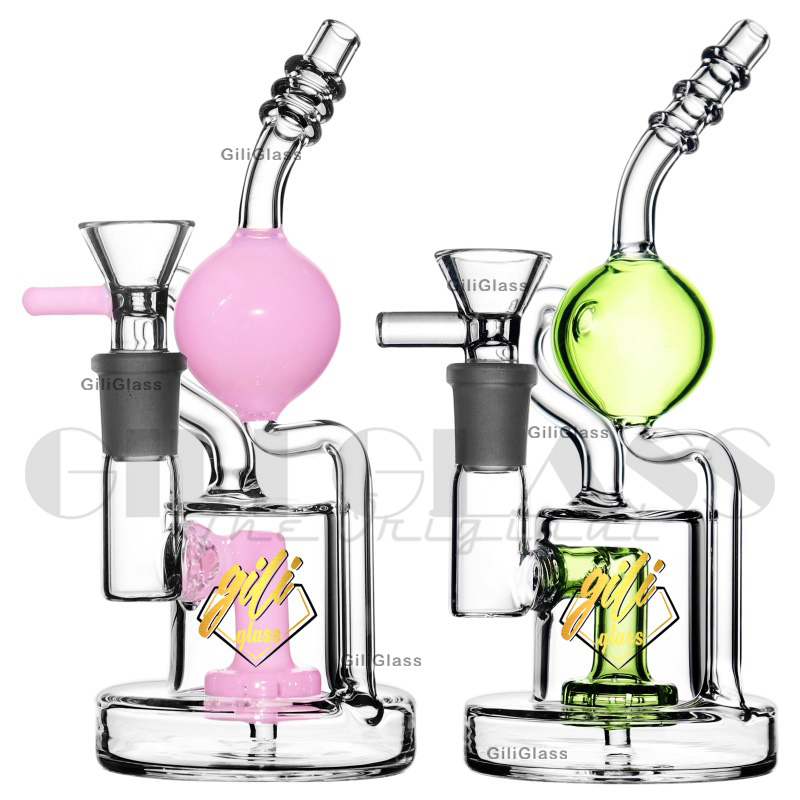 Gili-429 Giliglass 7 Inches Milk Color Ball Percolator Perc DAB Rig Glass Recycler Wholesale Smoking Pipe