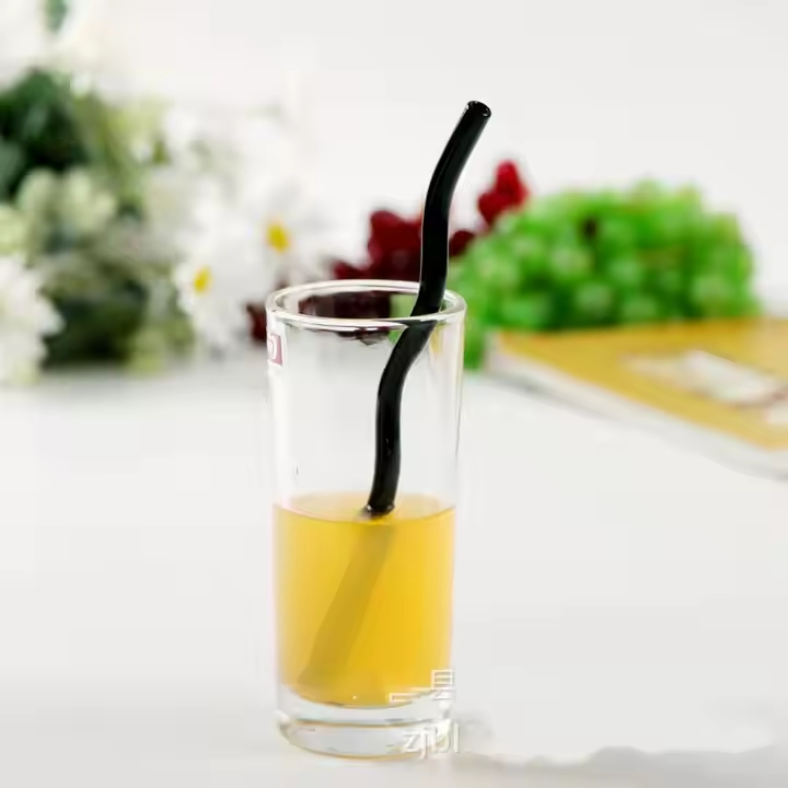 8*200mm Style More Colorful High Borosilicate Drink Coffee Milk Tea Wavy Glass Straw