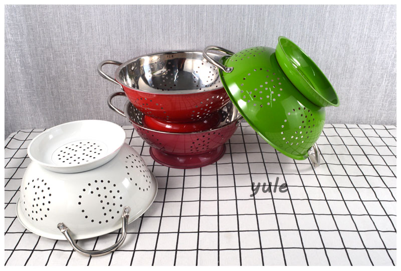 Factory Hot Sell Custom Colorful Stainless Steel Bowl Fruit Strainer Colander Set
