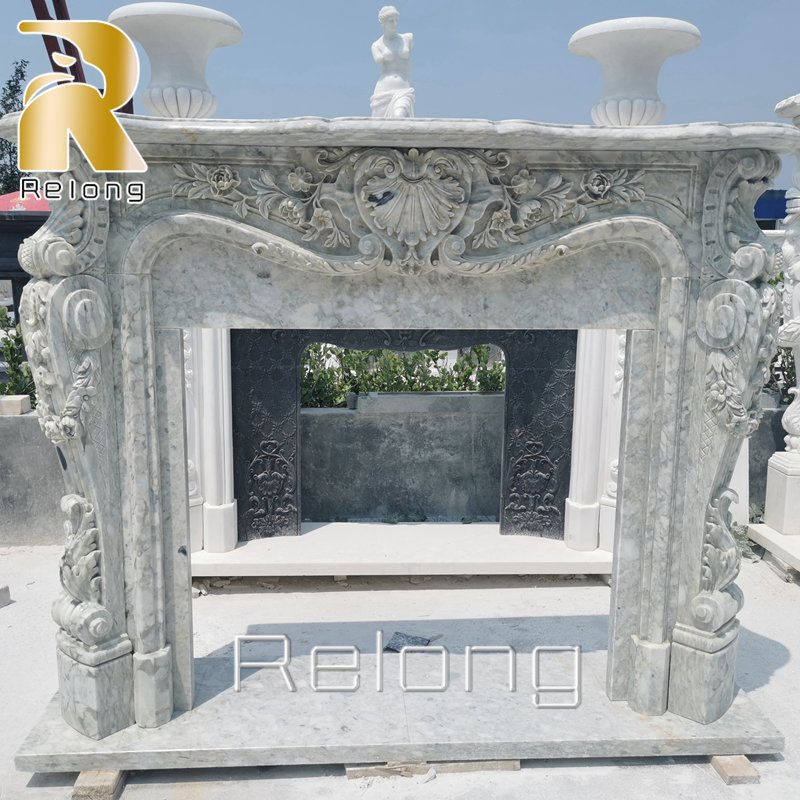 Hand Carving Decorative French Style Marble Fireplace Mantel for Sale