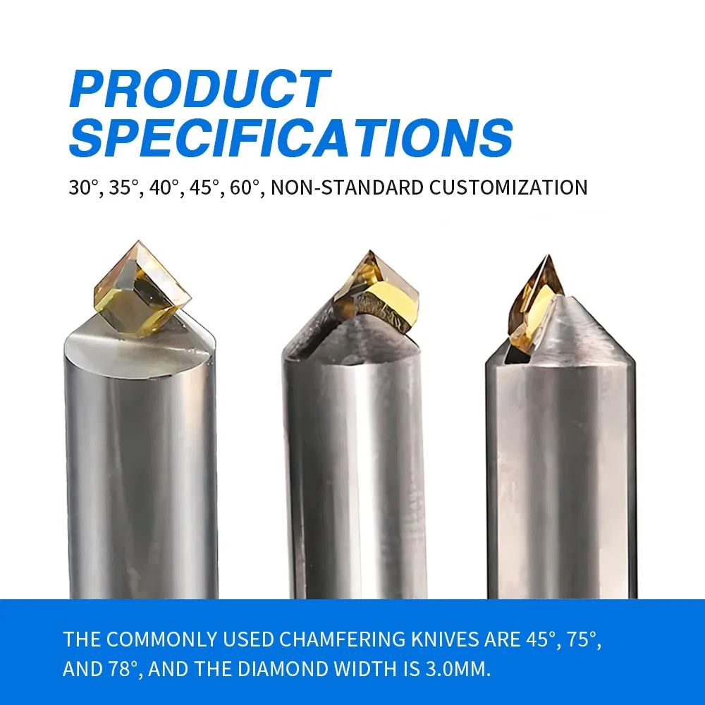 PCD Tipped Counter-Sinks Diamond Mcd High-Gloss Chamfer Milling Cutter for Gold Silver Copper Acrylic PVC