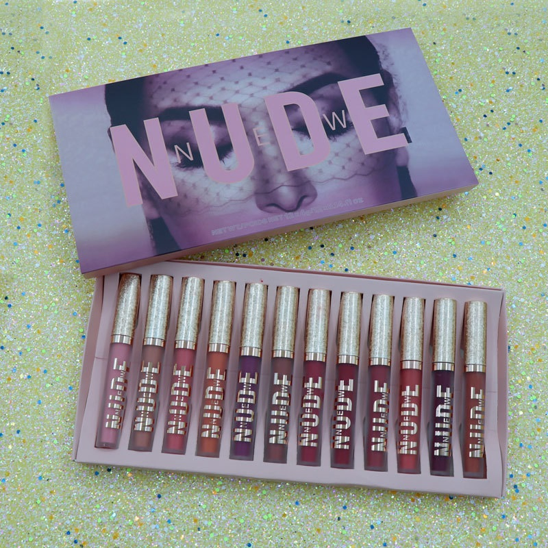 Ls17 Desert Lip Gloss Set 12 Non-Stick Cup Lip Glaze Beauty Matte Rose Huda Foreign Trade Makeup Manufacturer OEM Lipstick
