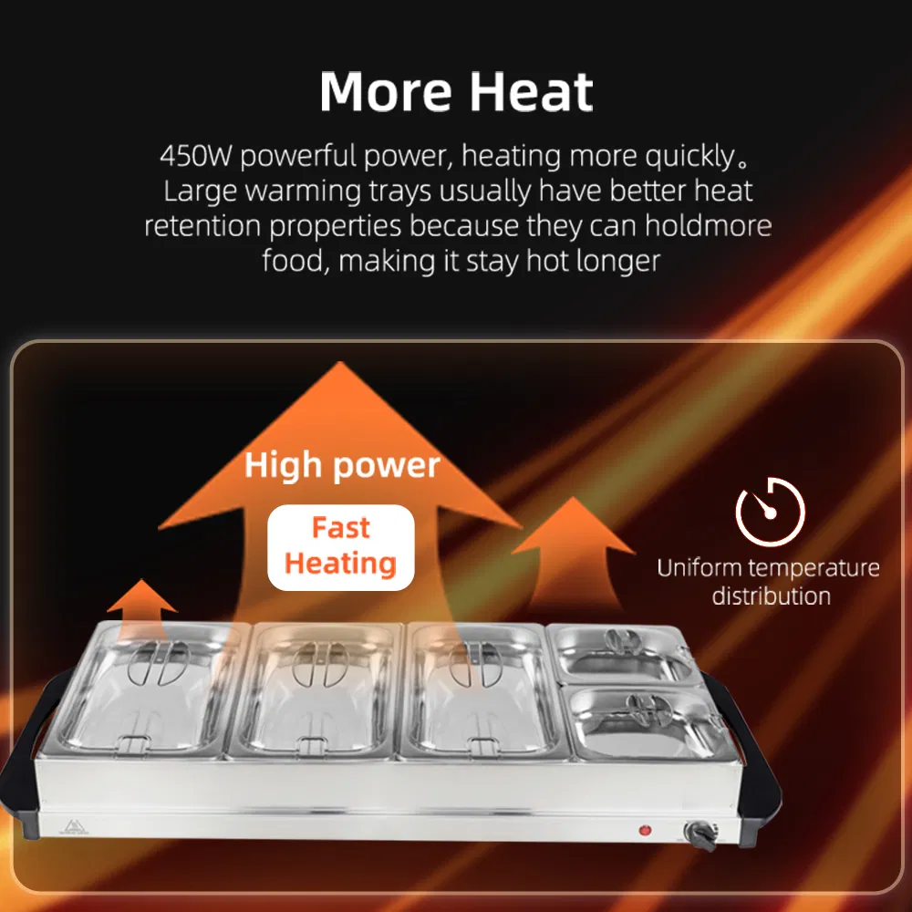 Electric Warming Trays 4 X 2.5L Buffet Server Food Warmer for Parties Entertaining Holiday