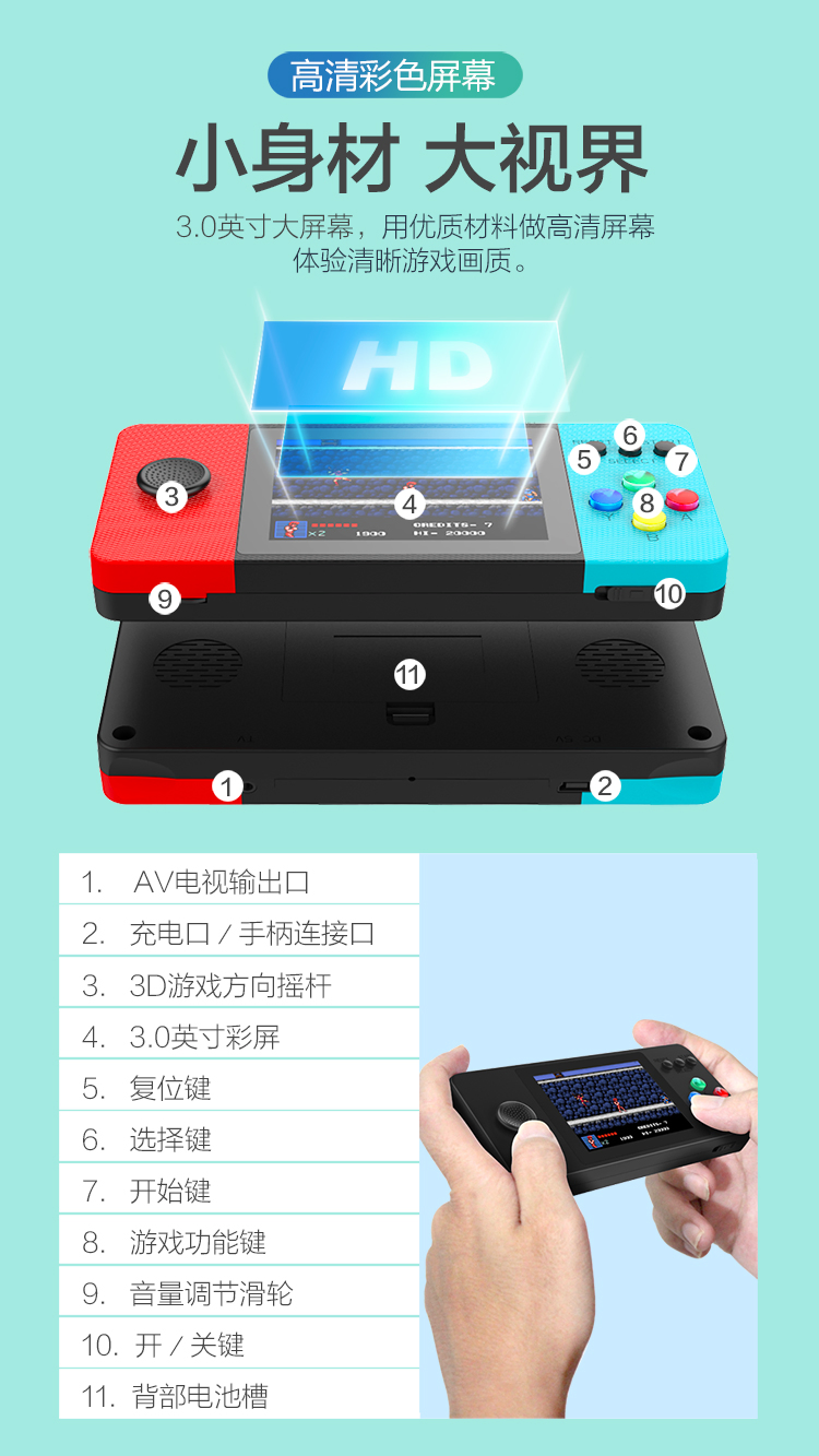 Игровая консоль K9 с джойстиками, портативная ретро-приставка