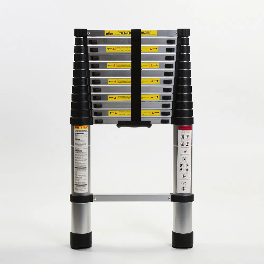 GS TUV Approved 3.8m Telescopic Ladder with Finger Protection Aluminum