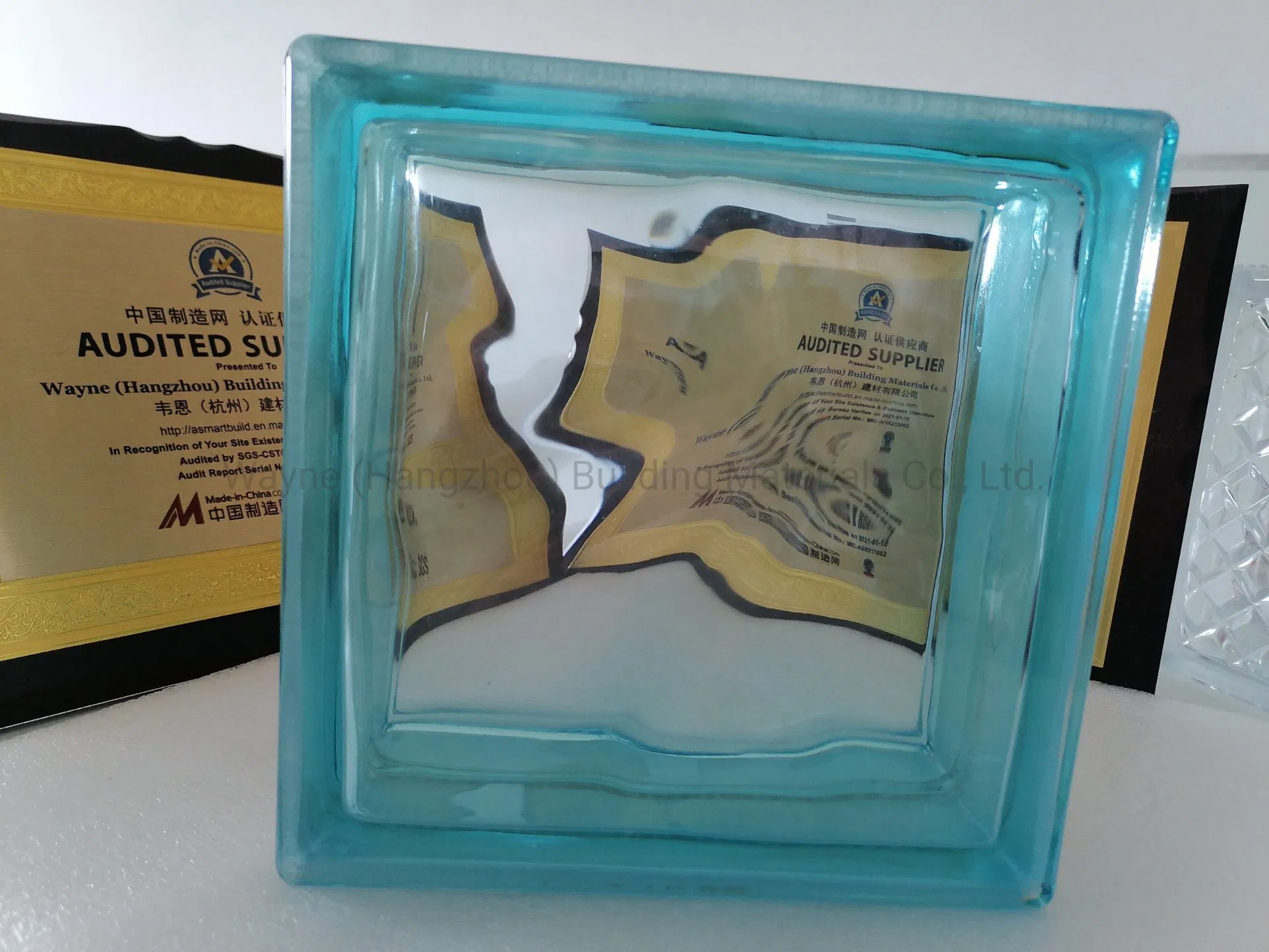 Blue Incolor Tinted Design Decorative Glass Block 190*190*80mm Best Quality Good Price From 17 Years Experience China Reliable Glass Supplier One Stop Solution