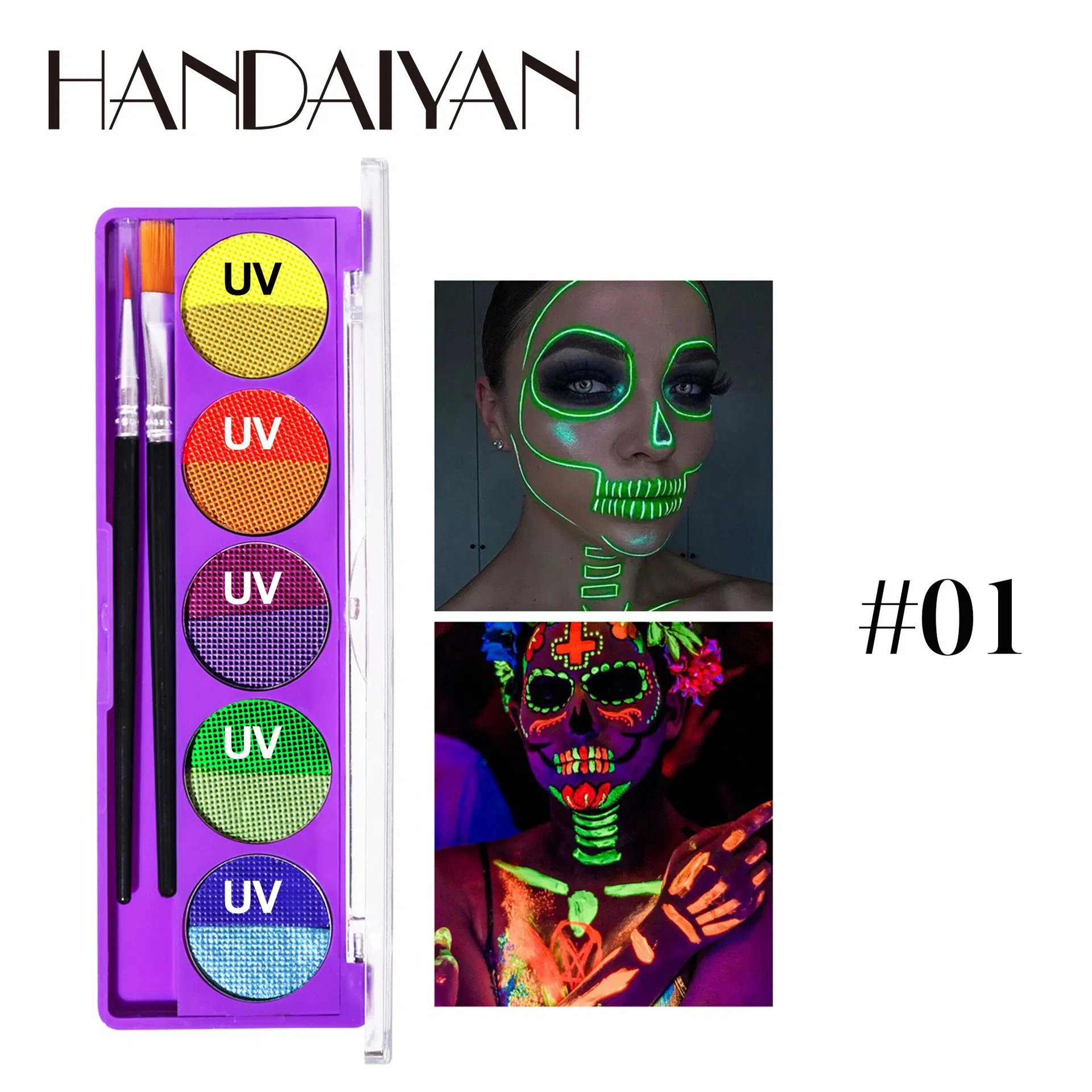 5 Color Body UV Fluorescent Color Painting Plate Suitable for Stage Makeup Performance