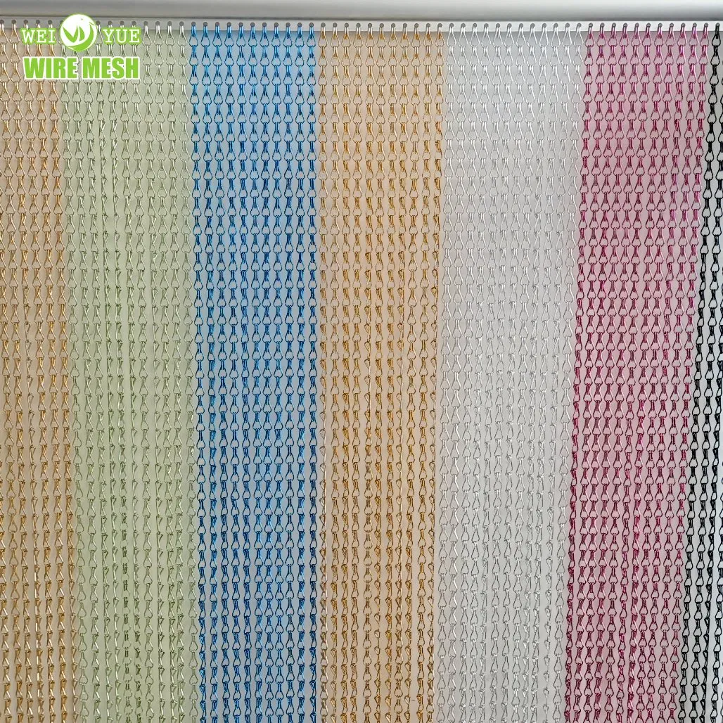 Hotel Shopping Mall Chain Double Hook Aluminum Net Metal Wire Mesh Ceiling Decorative Partition Door Woven Curtain Door
