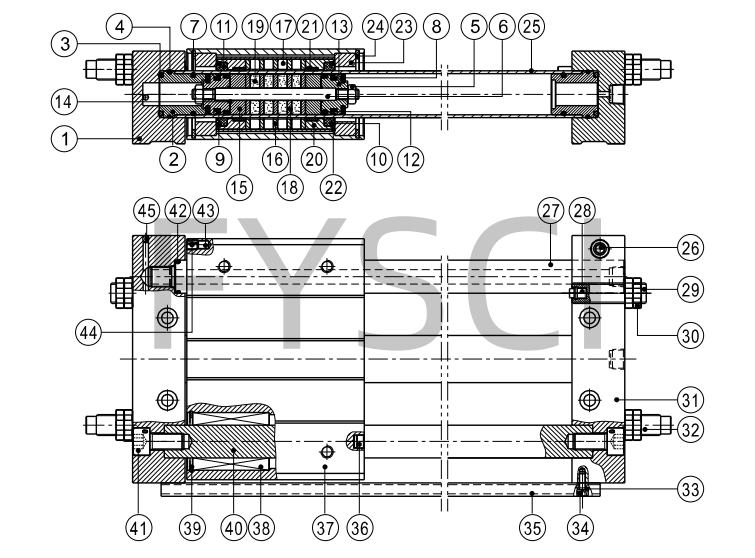 Пневмоцилиндр Airtec RMTL20X400S, 400 мм, с магнитом