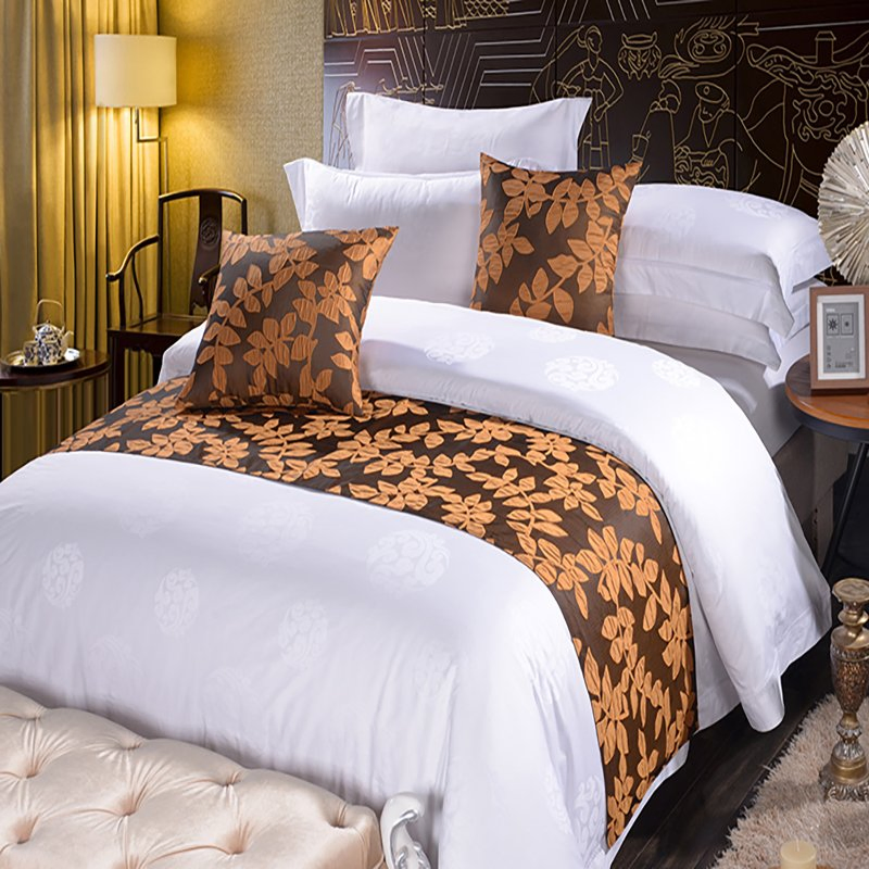 Luxury Hotel Decoration 100% Cotton Bed Runner Bed Sheet