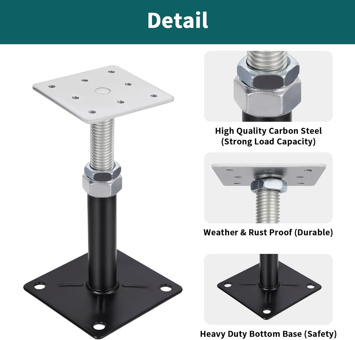 5-8 Inch Adjustable Screw Jack Column, Foundation Jack for Leveling Floors (Black)