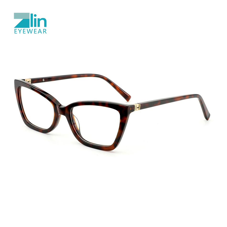 Zlin Wholesale Plastic Design Eyeglasses Best Quality Fashion Cat Eye Acetate Optical Glasses Frames