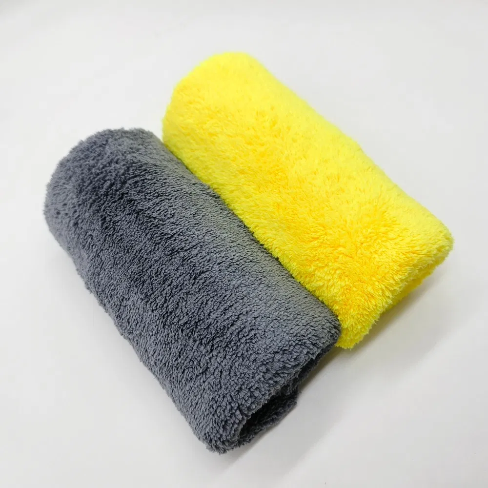 400GSM 40*40 Blue Edgeless Coral Fleece Microfiber Cloth for Car Washing Drying, Soft and Absorbent