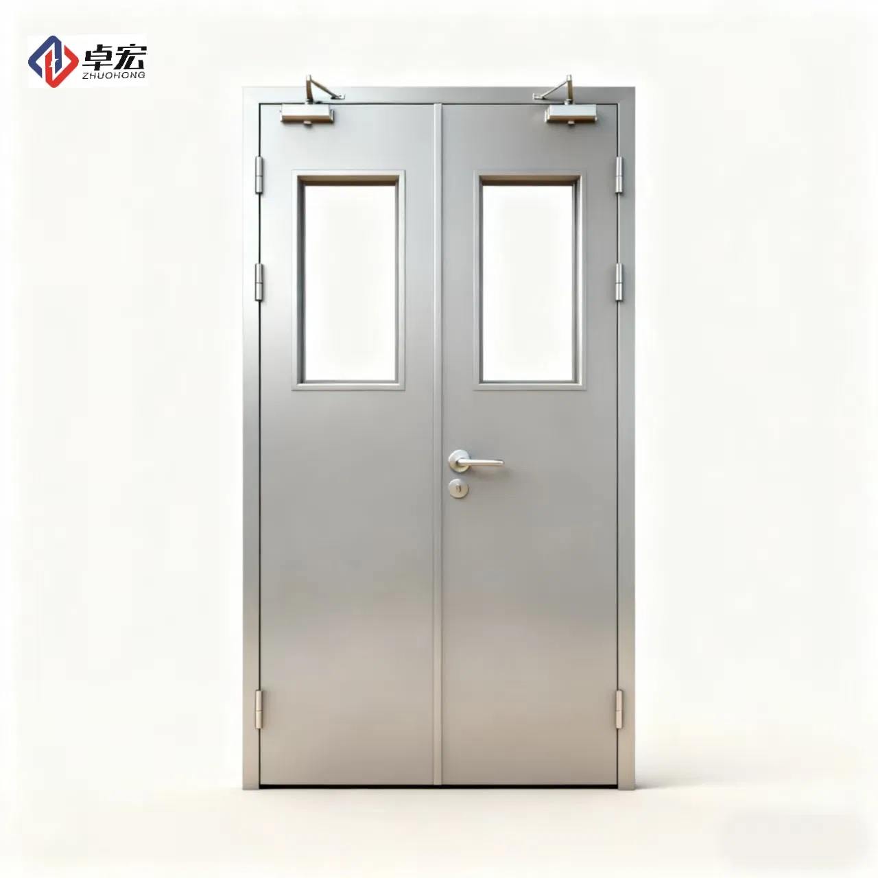En Standard Steel Fire Door with Glass Panel