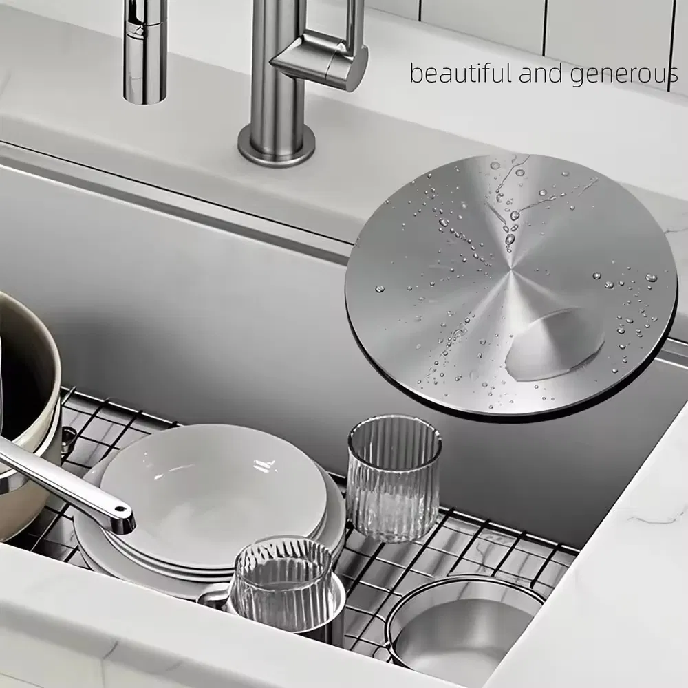 Modern Stainless Steel Round Bathroom and Kitchen Sink Drain Cover with Brushed Surface Easy Installation & Clean