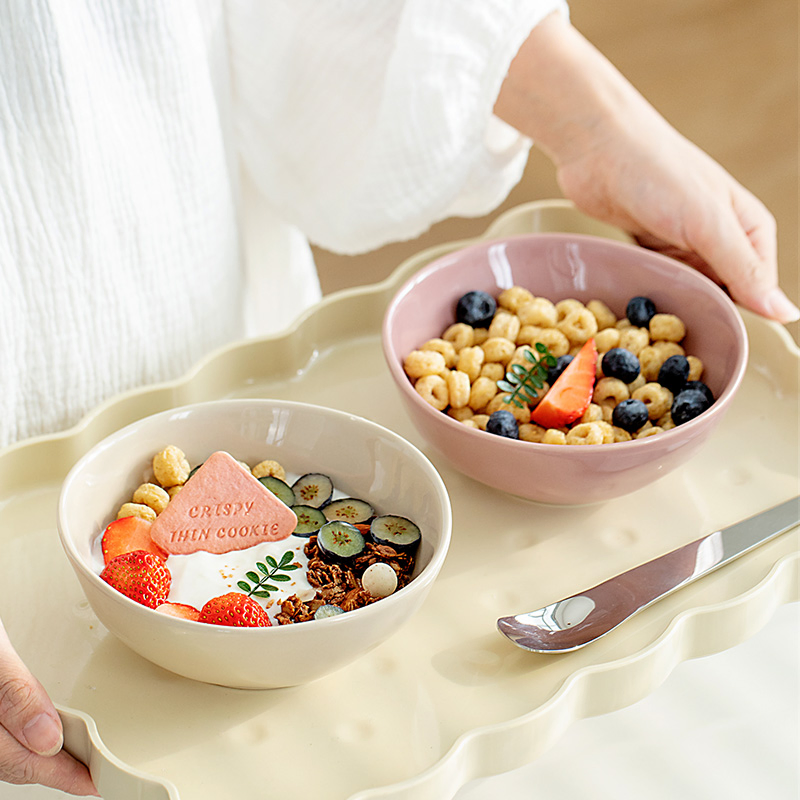 Home Restaurant Tableware Ceramic Breakfast Dessert Yogurt Ice Cream Oatmeal Bowl