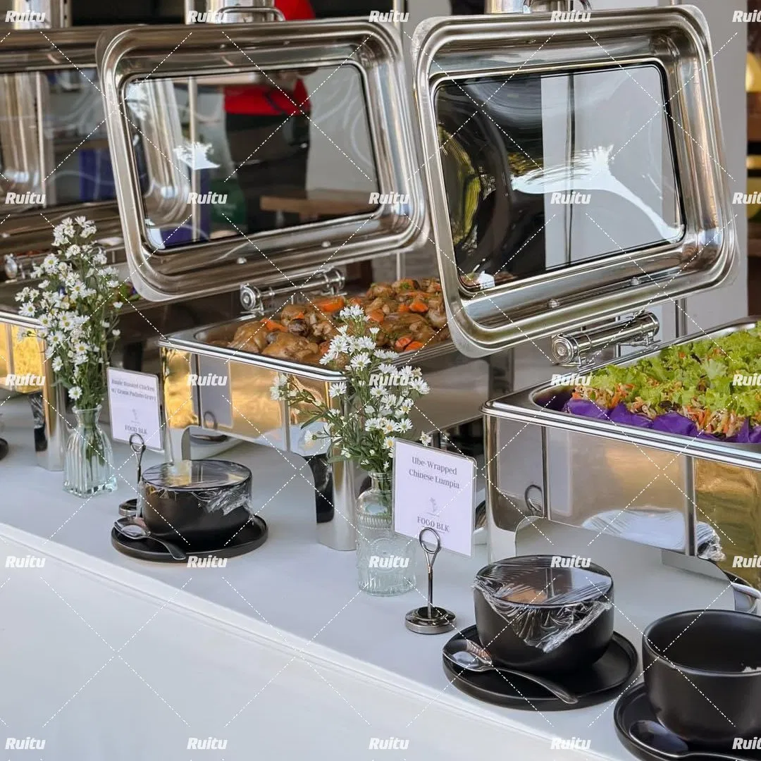 Fast Delivery Dining Table Hydraulic Glass Chafer Safing Dishes Food Warmer with Risers Round 6 Quart White Royal Chaffing Dish