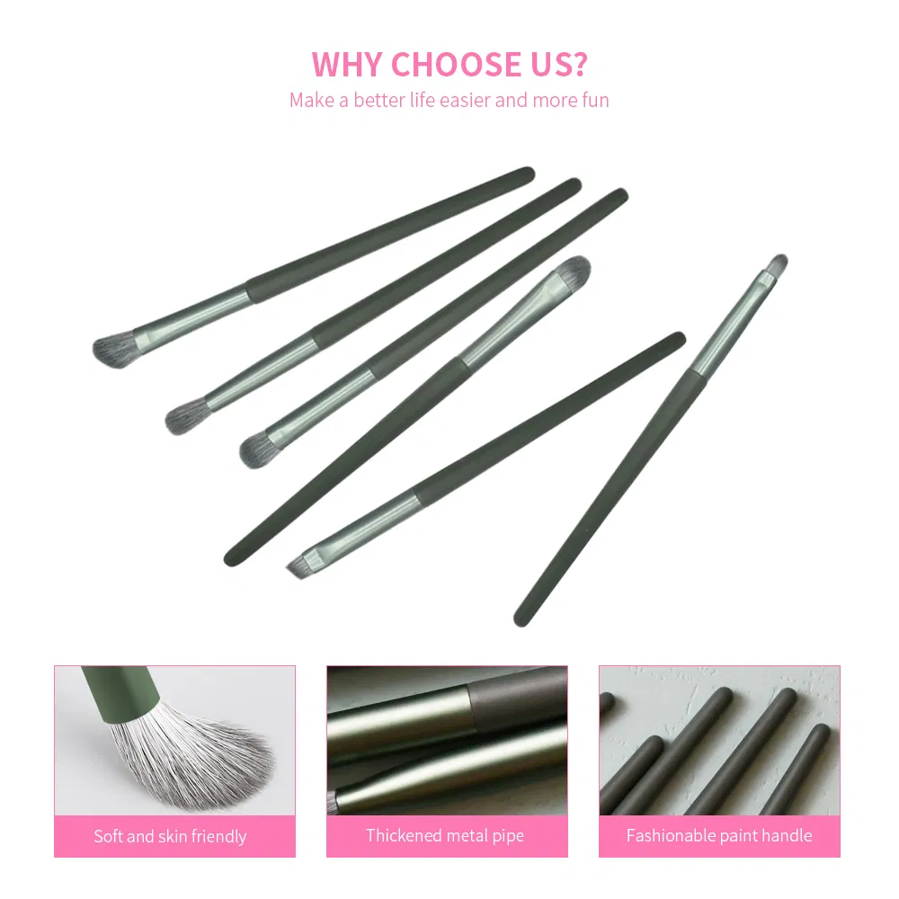 Professional Wholesale 6 PCS Lip Eye Cosmetic Set Private Label Makeup Eyeshadow Eyebrow Blush Brush