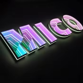 Custom Illuminated Signs 3D Abyss Letters 3D Acrylic Abyss Mirror LED Channel Letters Illusion Abyss Mirror Letters