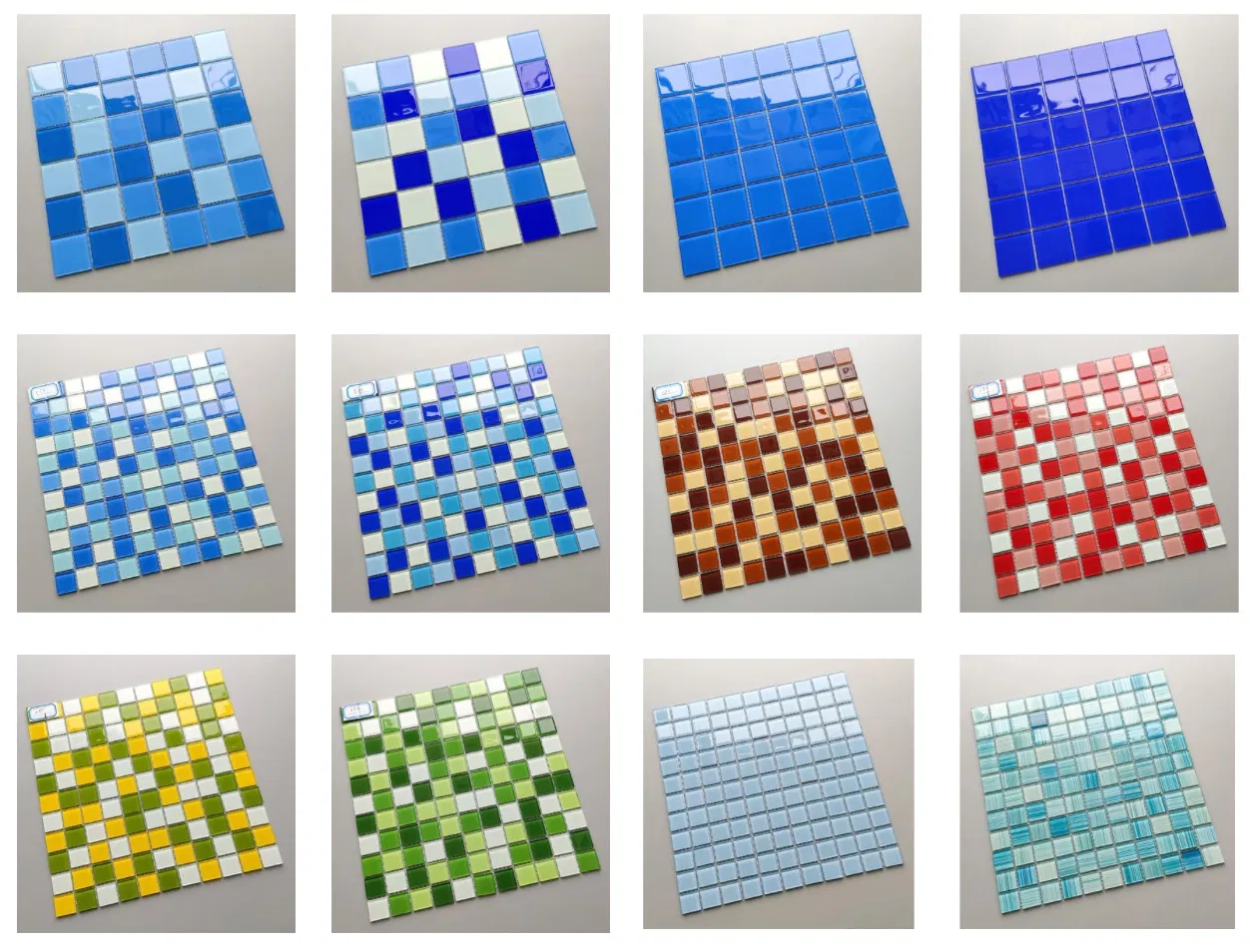 Glossy Blue Square Glass Swimming Pool Mosaic Tile