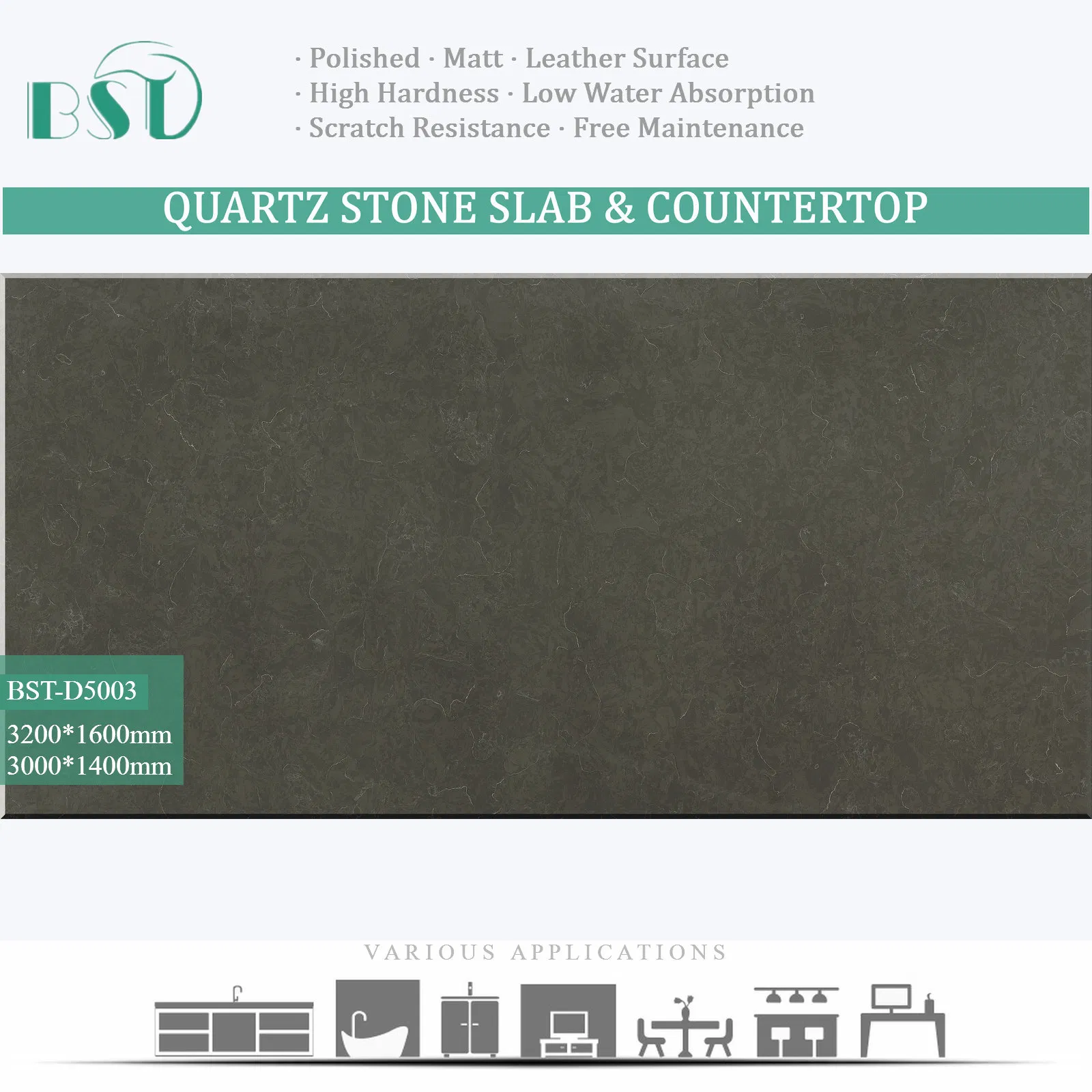 Piatra Grey Zero Silica No Silicon Stone Safe Surfaces for Vanity Top