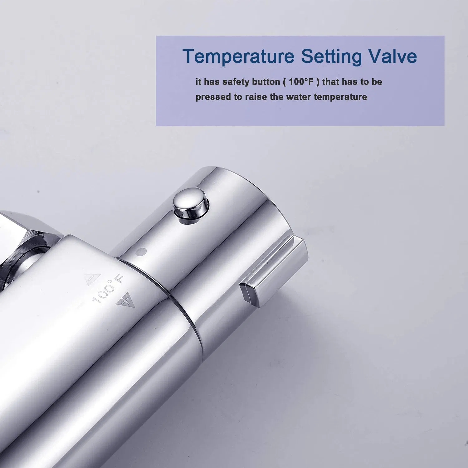 Wall Mount Polished Chrome Thermostatic Bathroom Shower Faucet 100 F Temperature Control Valve
